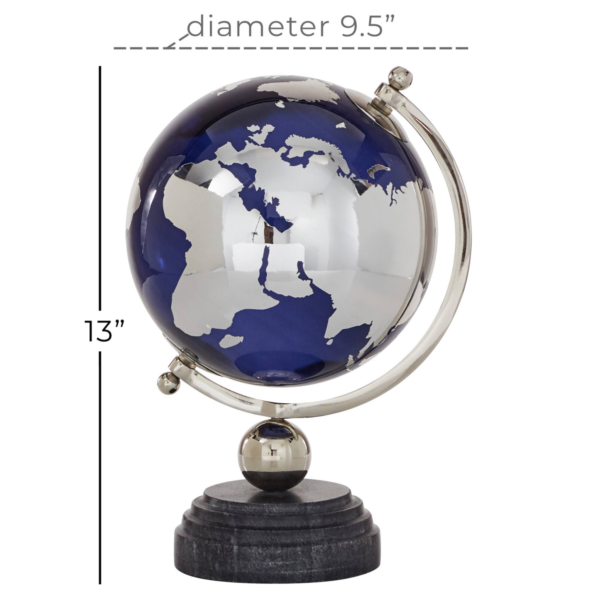 13" Blue Ceramic Coastal Globe